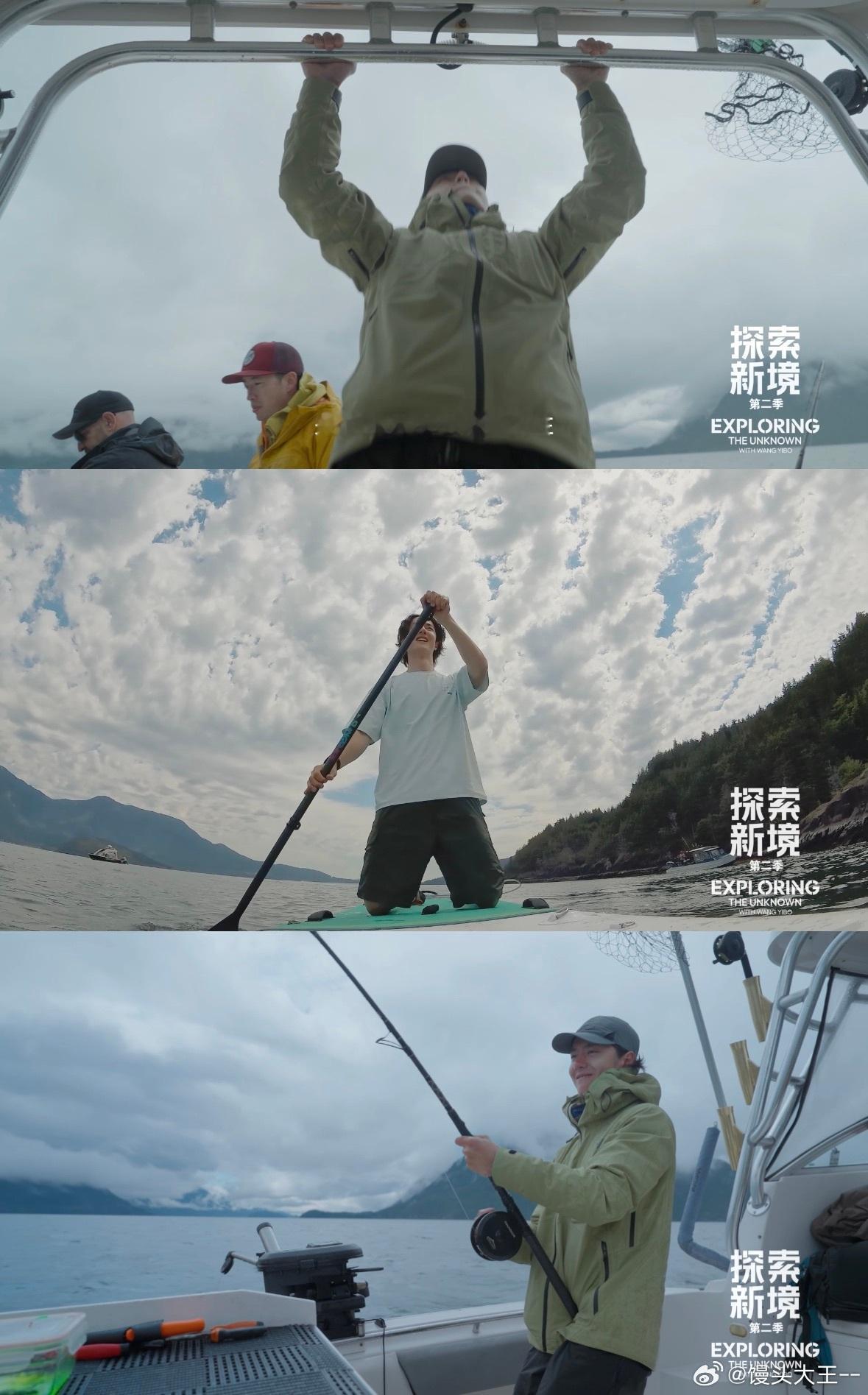 王一博高能量人一天也不闲着探索新境放松的同时，王一博也没有停下脚步，海钓钓到大