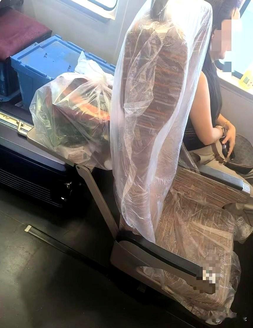 高铁上碰到一位特别讲究卫生的女士，真的挺让人印象深刻。她一上车就忙活起来，先给
