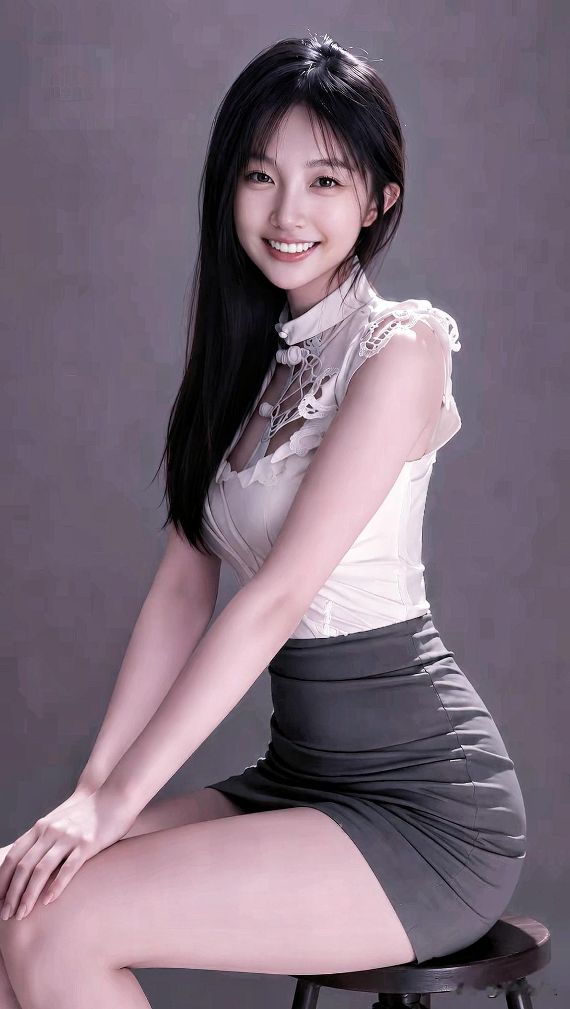 白衫缀雅致蕾丝，灰裙衬温婉气质，浅笑之间，自带从容韵味。分享你的随手拍分享你随