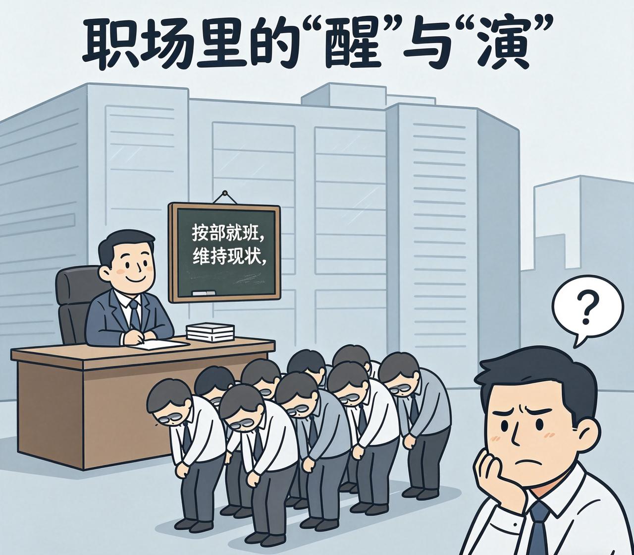 职场这出戏，常叫人看不透。好些单位看似运转，实则像摇摇欲坠的破戏台，众人揣着明白