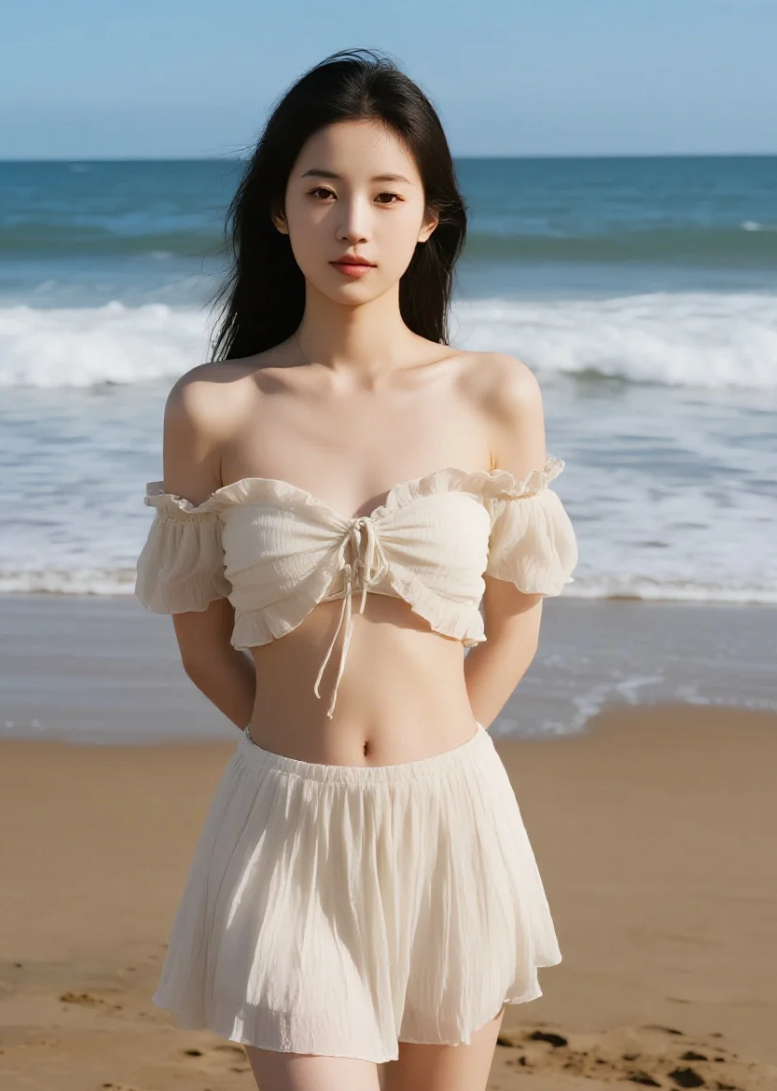 海边的她，慵懒又性感，太戳人了！