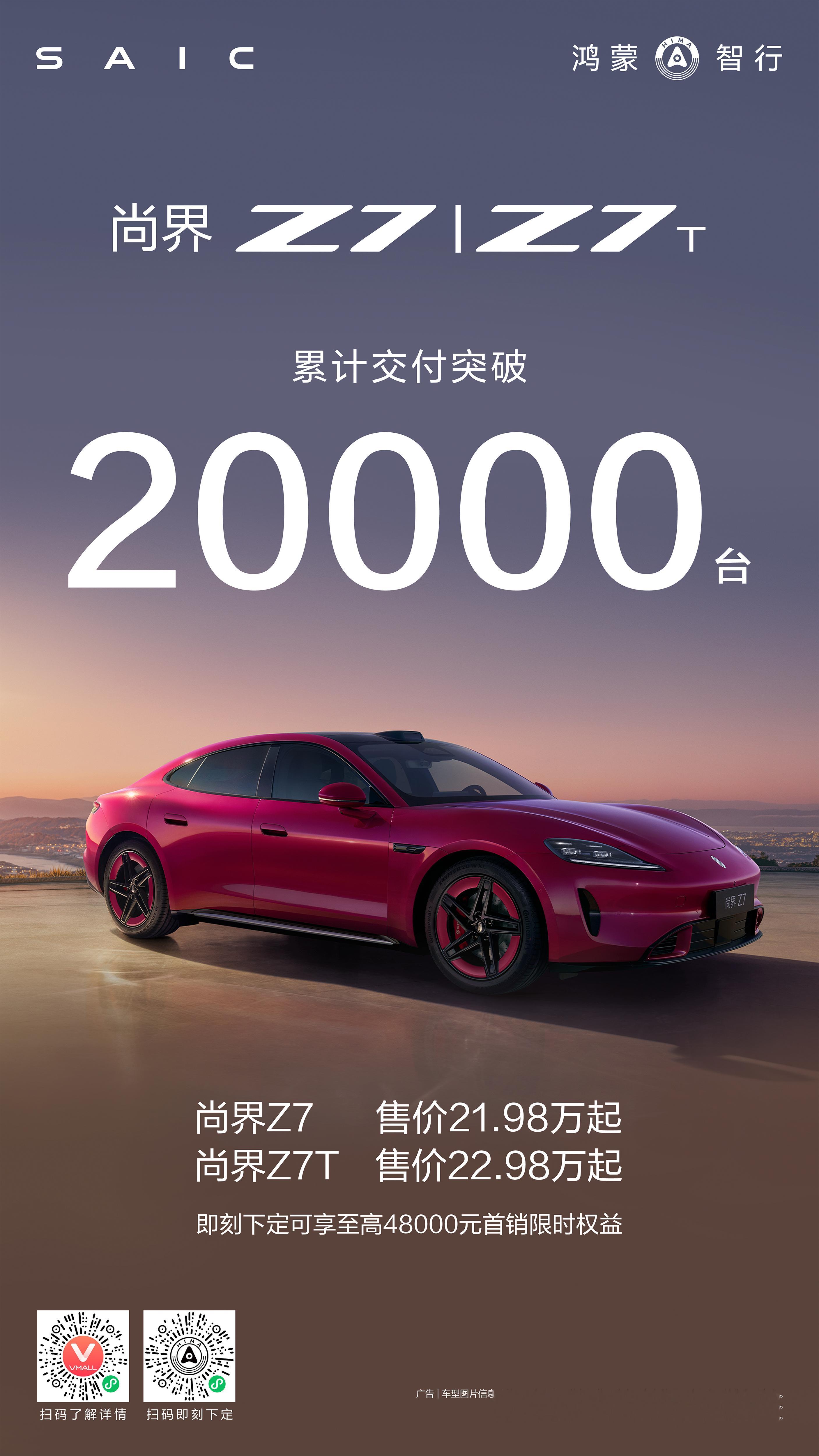 尚界Z7/Z7T非常成功啊，累计交付超过20000台，现在买还有最高4.8万的限