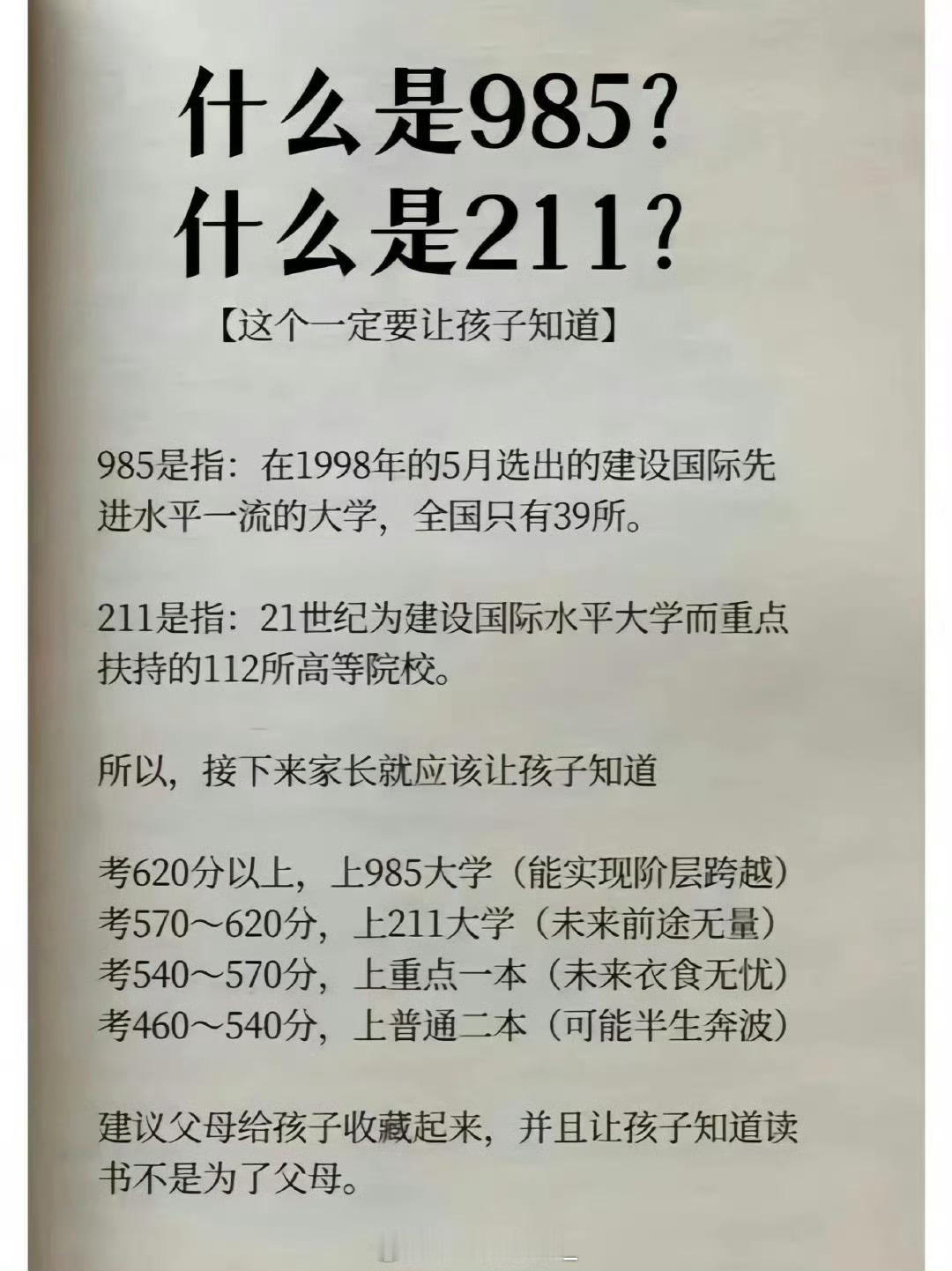什么是985，什么是211？高考在即，建议宝子们收藏起来。一文说清楚了“985”