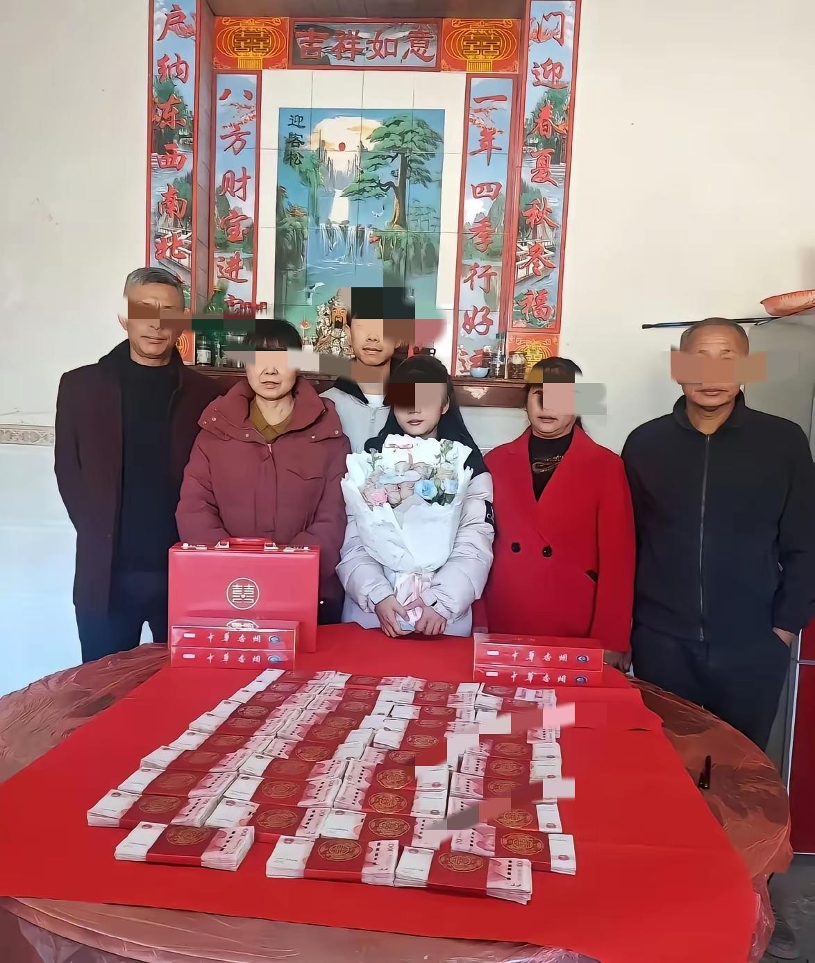 为了娶个媳妇下血本了，40万的彩礼都不带含糊的，看家庭两边都是一般条件，狮子大开