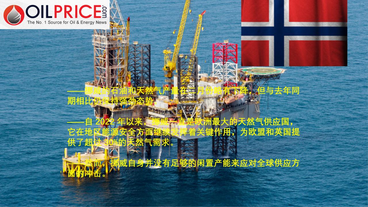 挪威的油气产量保持稳定，但闲置产能已不复存在了据挪威海上石油管理局的初步数据