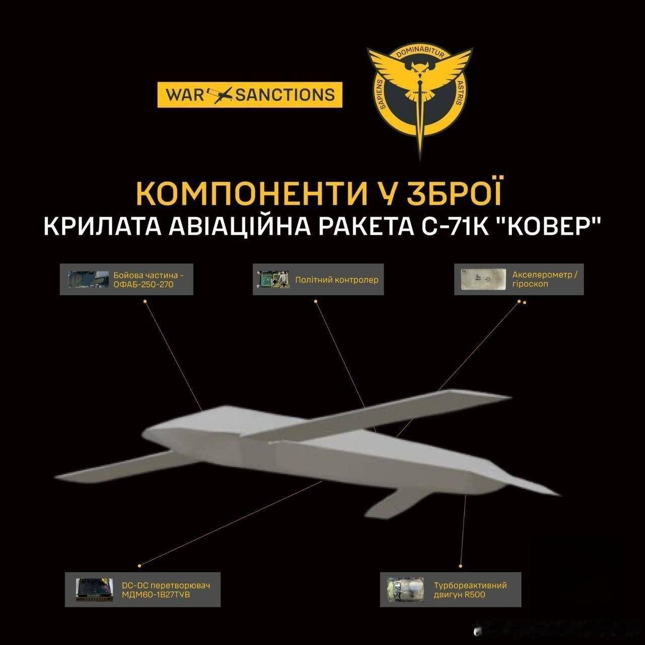 乌克兰国防部情报总局GUR公布的俄罗斯最新型巡航导弹S-71K“地毯”（“单色