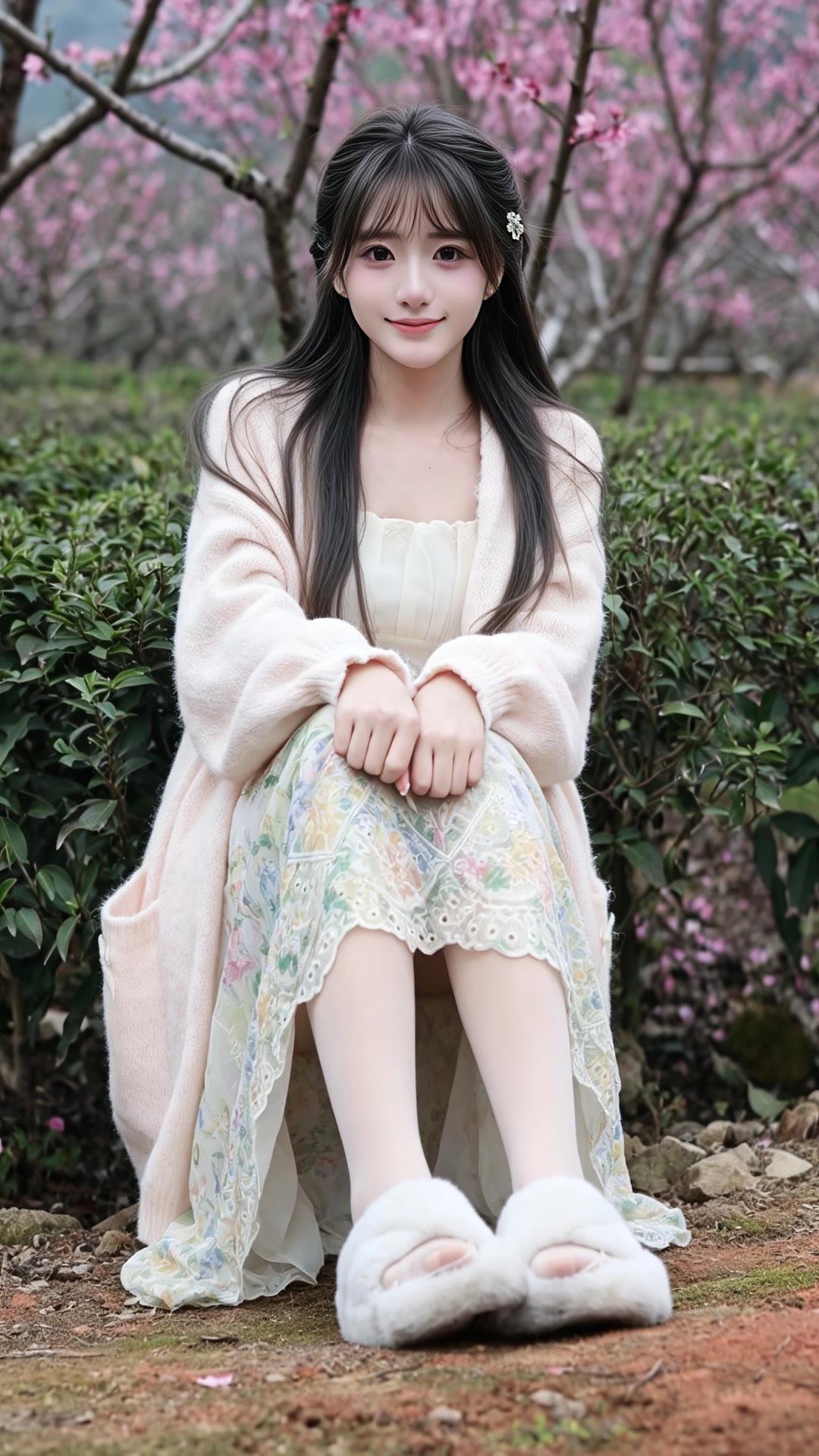 樱下白裙温柔风治愈一切樱花纯欲风软糯仙女风樱花短裙
