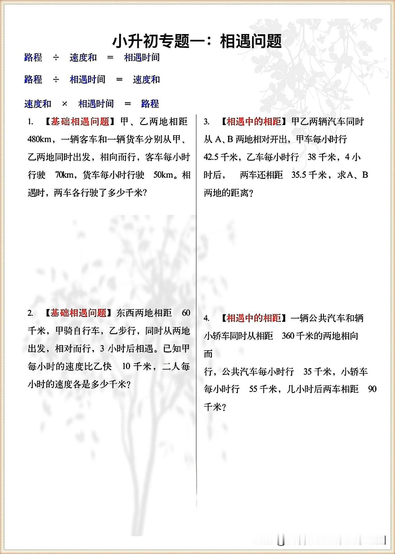 六年级小升初必考应用题12大专题（空白版）