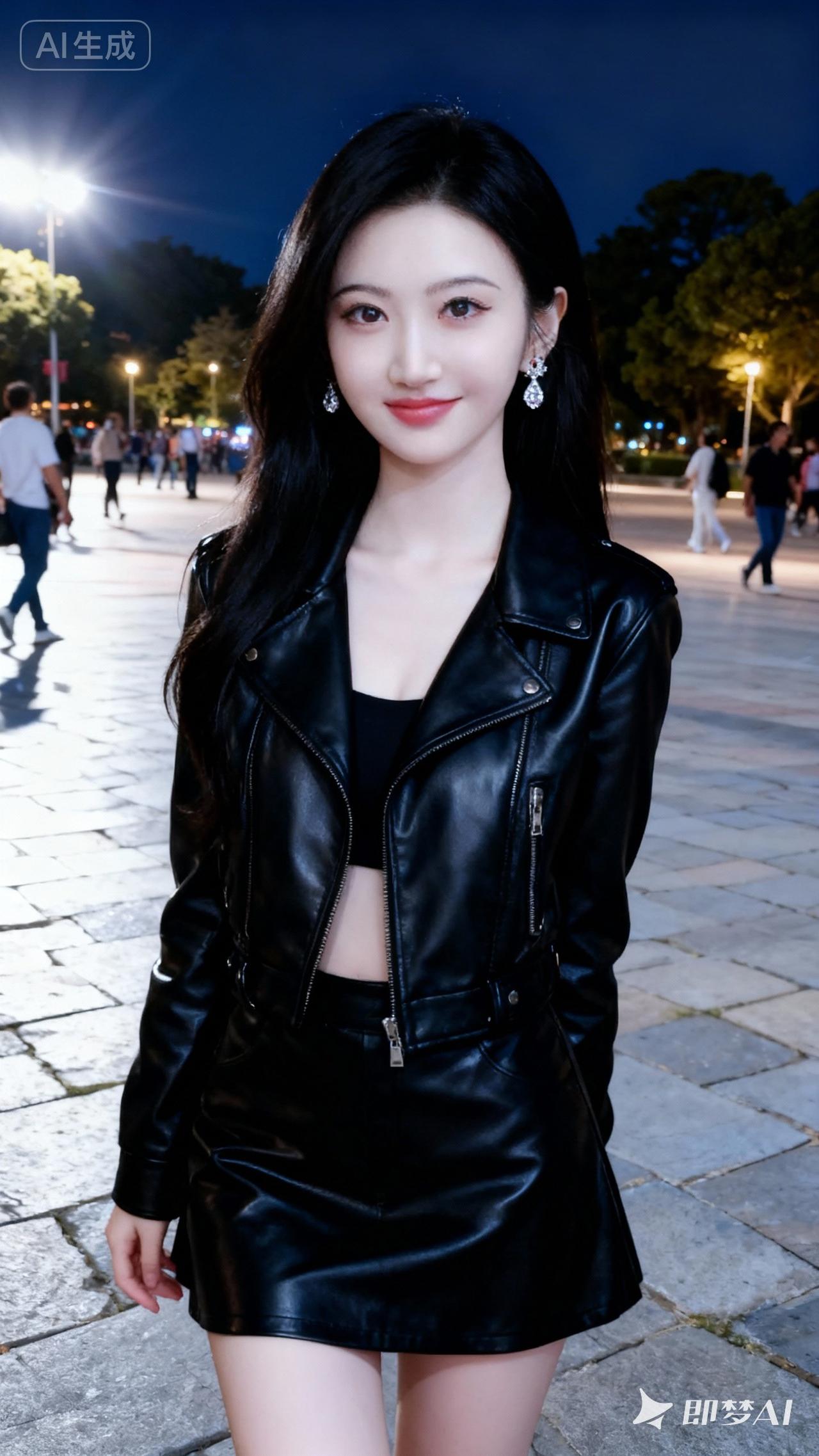 夜晚的都市风，黑色皮衣穿搭，时尚又帅气！