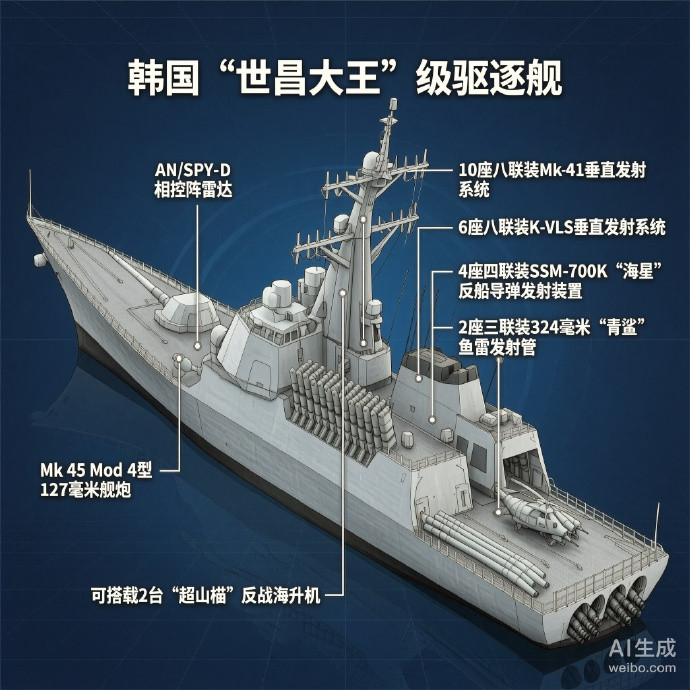 军事ai新视野韩国“世宗大王”级驱逐舰“世宗大王”级驱逐舰是韩国自行设计建造的