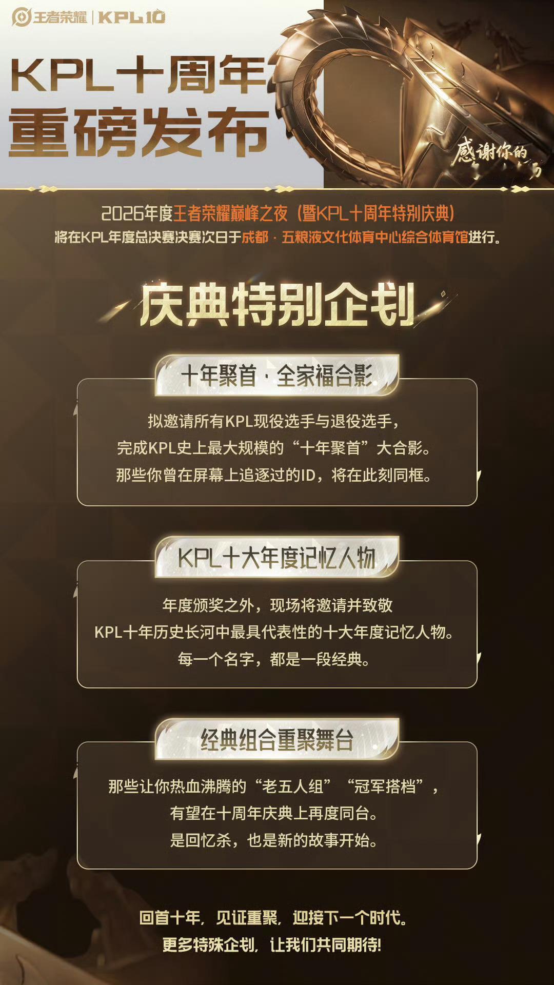 KPL十周年特别庆典KPL十大年度记忆人物2026年度王者荣耀巅峰之夜（暨KP