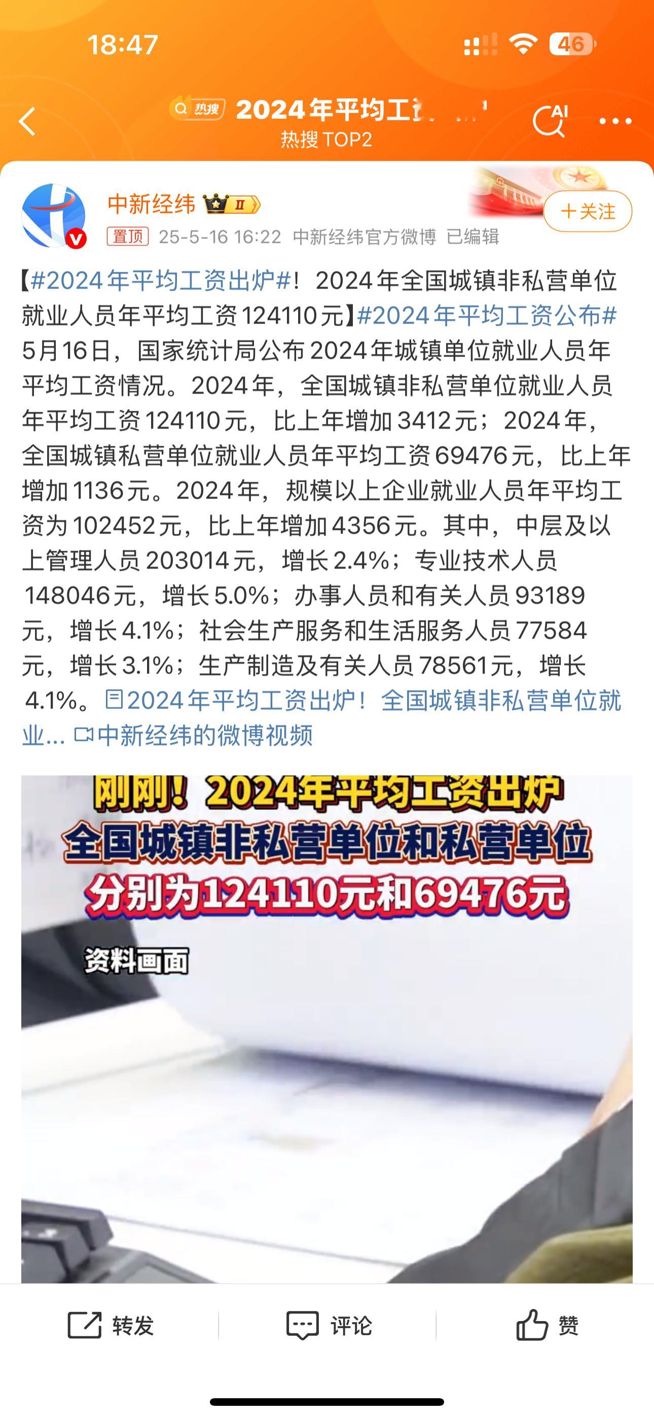 2024年平均工资出炉平均月薪过万.你们怎么看？​​​