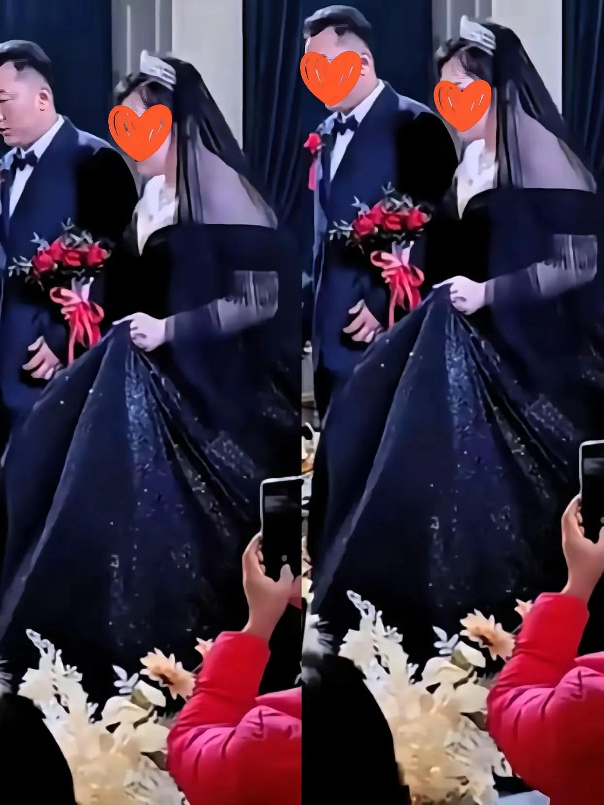 新娘穿黑婚纱登场，婆家脸都绿了大喜的日子，别人都穿洁白婚纱或大红秀禾，