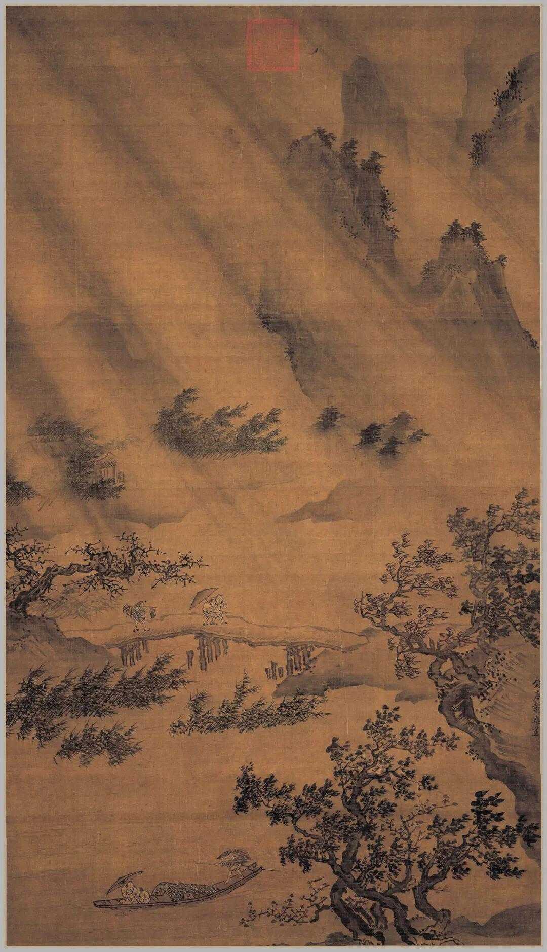 《风雨归舟图》，作者明朝画家戴进，一个活着的时候穷困潦倒，死后却被封神五百年的男