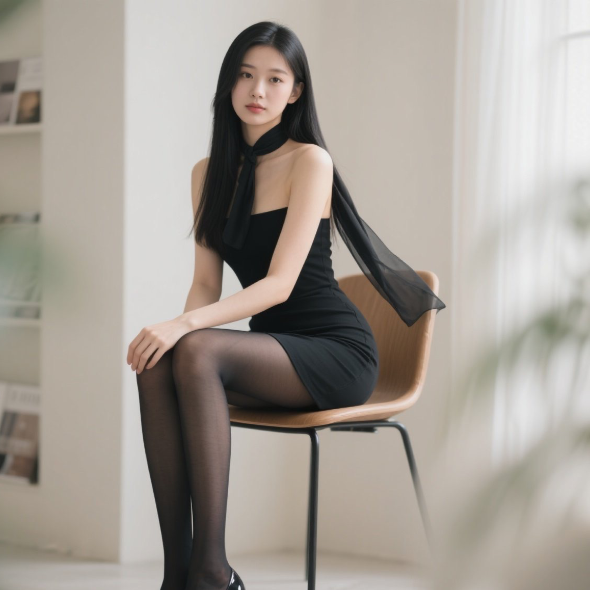 长腿女神配黑丝这比例也太犯规了吧