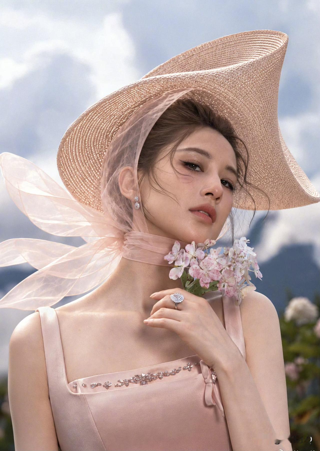 黄圣依置身于花海，手捧繁花温柔入画，这妆造真的好仙女。自从黄圣依离婚后，这状态是