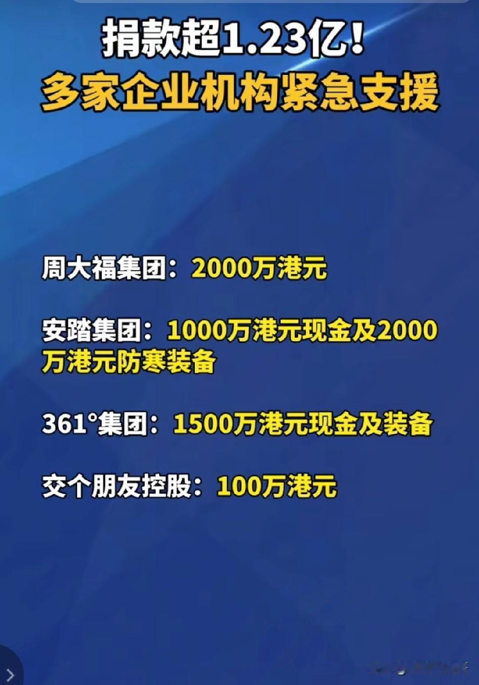 香港回归祖国的好处来了！此次香港大埔火灾，损失惨重，祖国的不少企业纷纷伸出