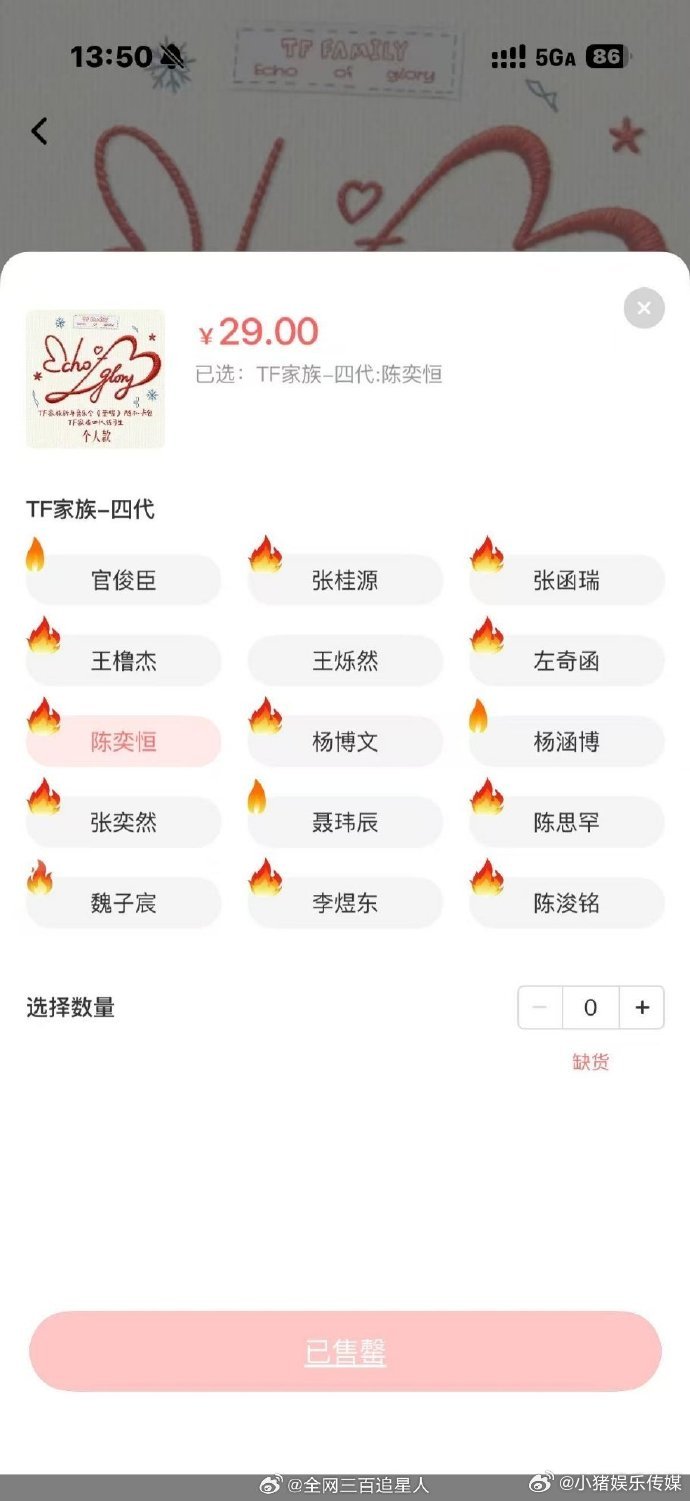陈奕恒新音卡包售罄在一众同款周边里脱颖而出，第一个完成售罄，亮眼的数据背后，是