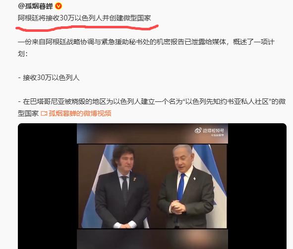 有意思哈，米莱这是要把阿根廷领土送给以色列吗？引入30万以色列移民去阿根廷，以