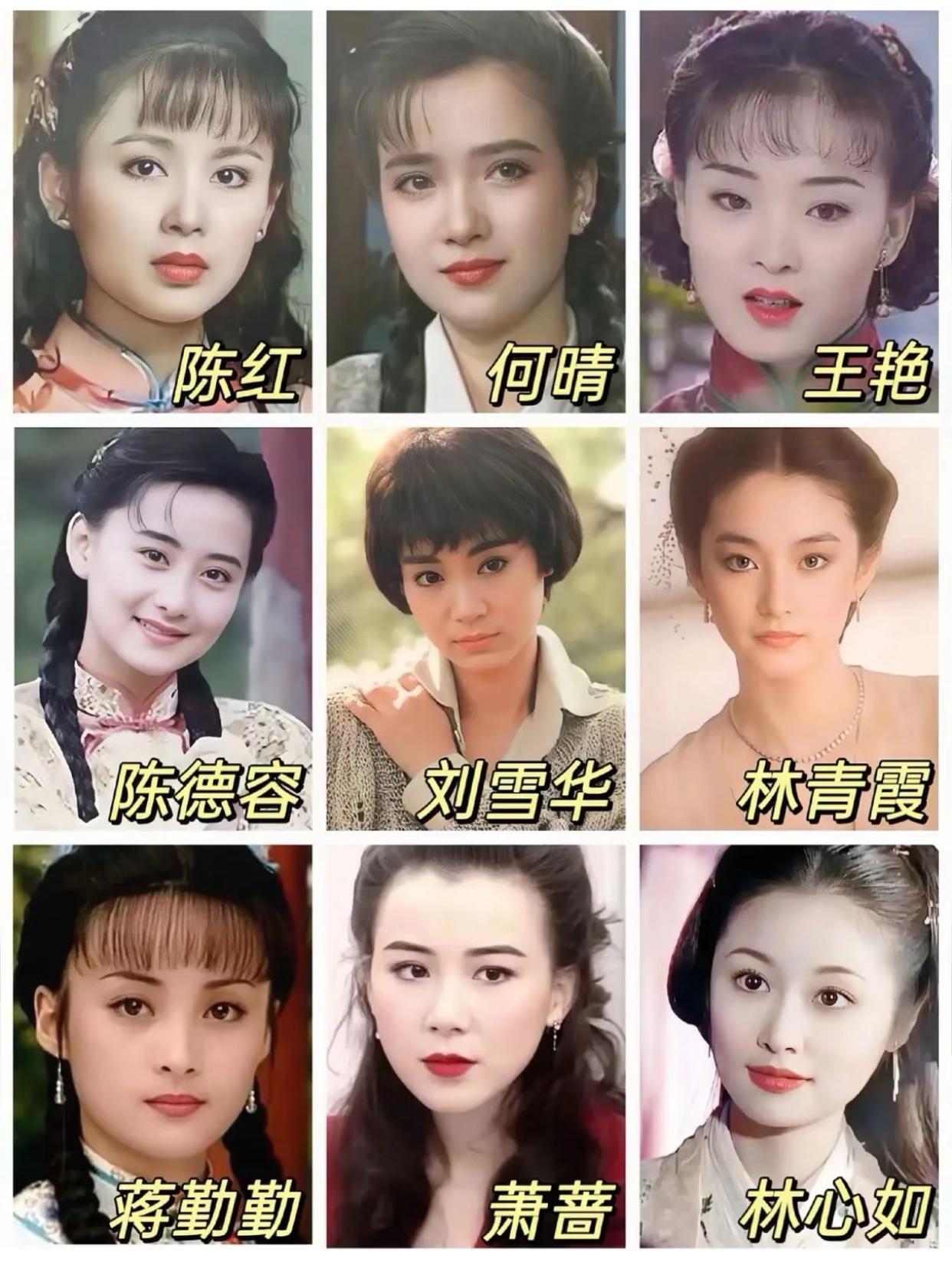 琼瑶女郎，这算是顶级审美绝世神颜了吧，何晴在这一众美女里仍然是很突出的那一位