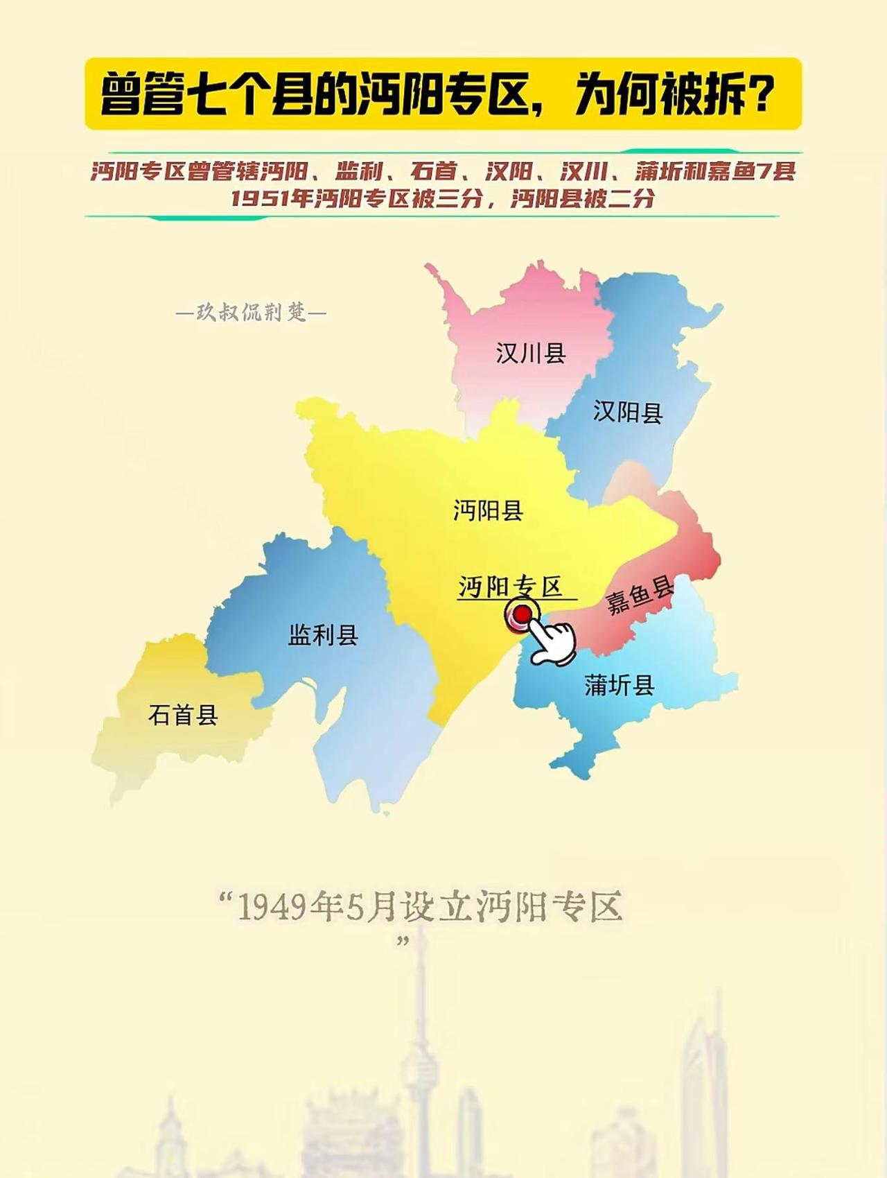 地图聚焦1950年前后的沔阳专区（今湖北江汉平原一带），展示其行政区划变迁。19