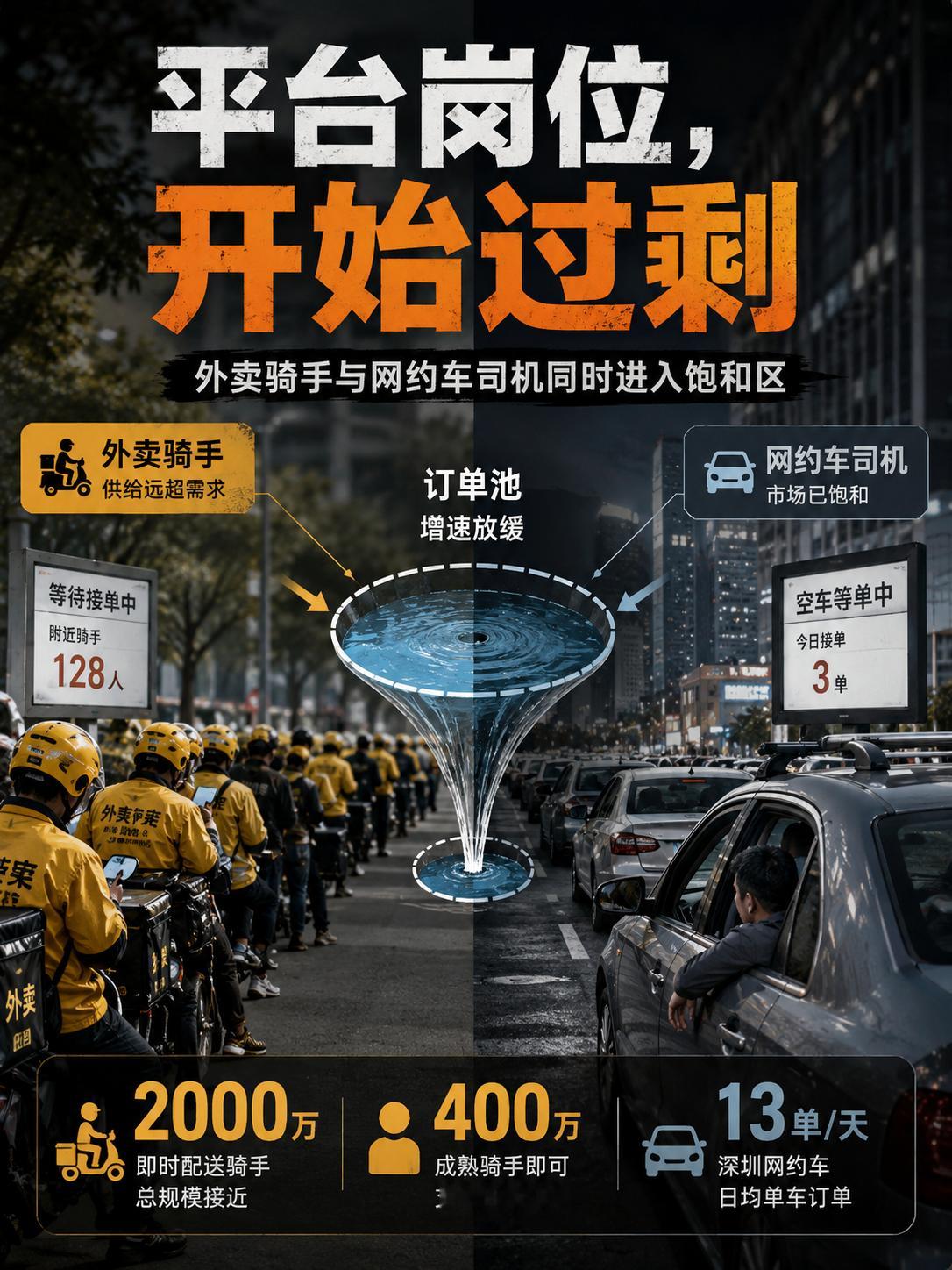 即时配送与网约车双双饱和：平台大战之后，新增从业者正面临更激烈竞争5月30日，多