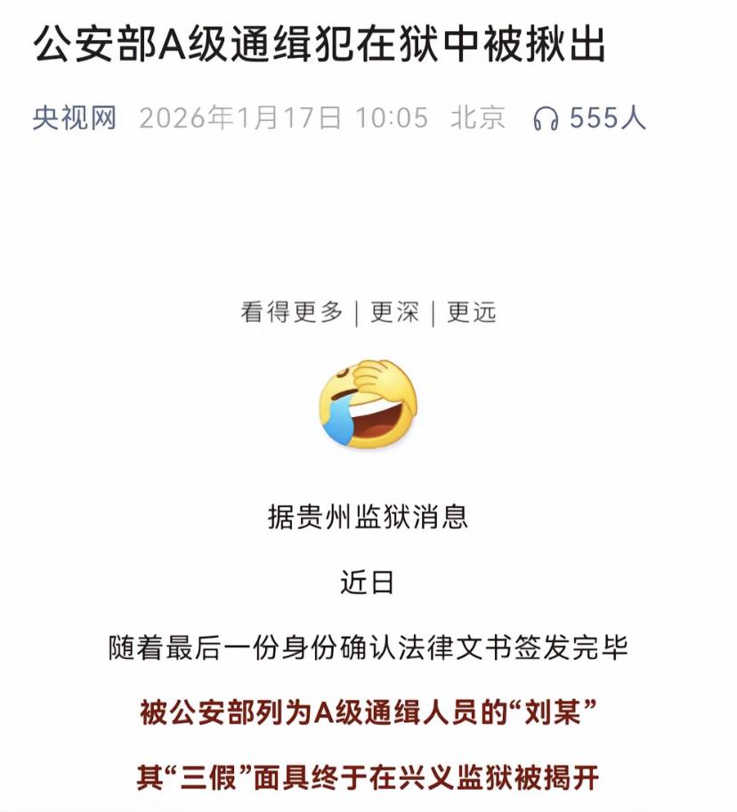 公安部A级通缉犯在监狱中被揪出！小编开始还以为是假的，然后仔细搜索了一下，这