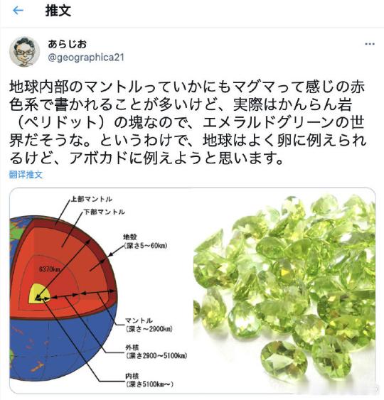 【冷知识】岛国地理老师あらじお表示：地球内部的地幔常常给人感觉是类似岩浆之类的红