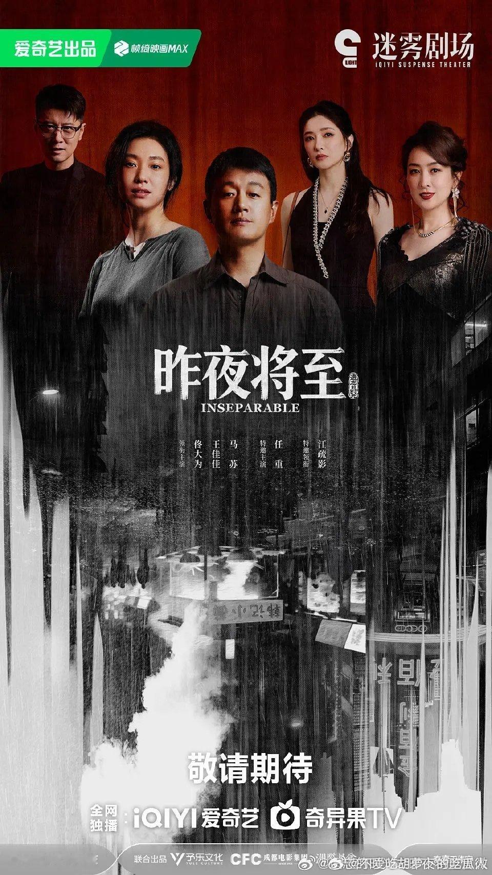12集悬疑剧昨夜将至将于6.24爱奇艺迷雾剧场独播。主演阵容：佟大为、王佳佳、马