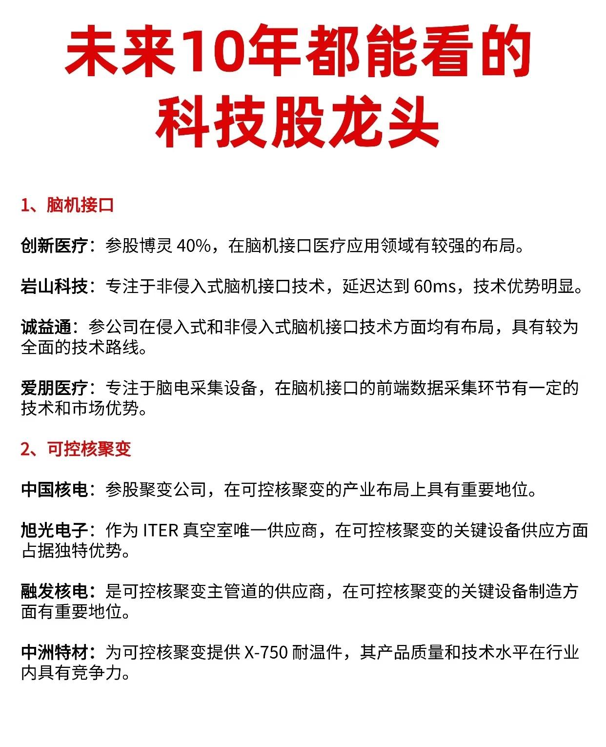 “未来10年值得关注的科技股龙头”综合分析报告，涵盖11个前沿科技方向，以及各领