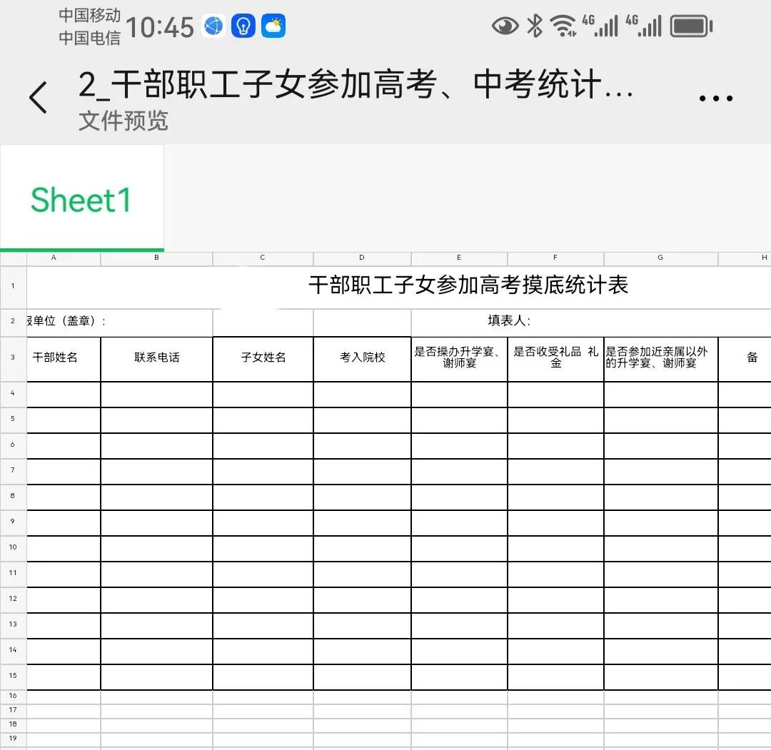 昨天晚上，学校政教处给我发来一张表格，要我赶紧填写，而且要如实填写。我看了一下表