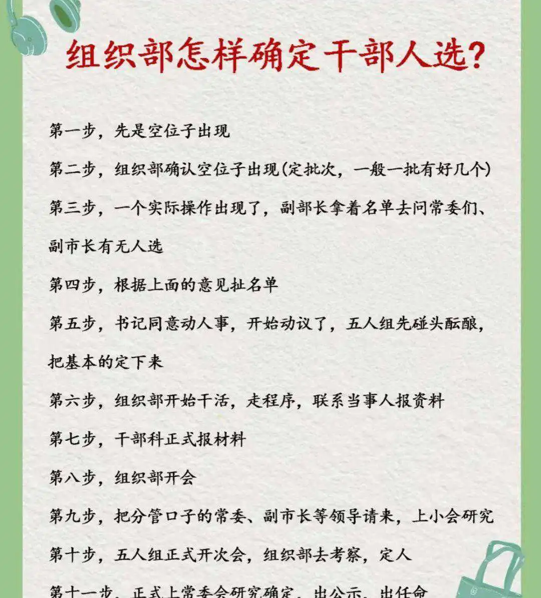 一张图带你看懂，组织部是如何确定干部人选的…
