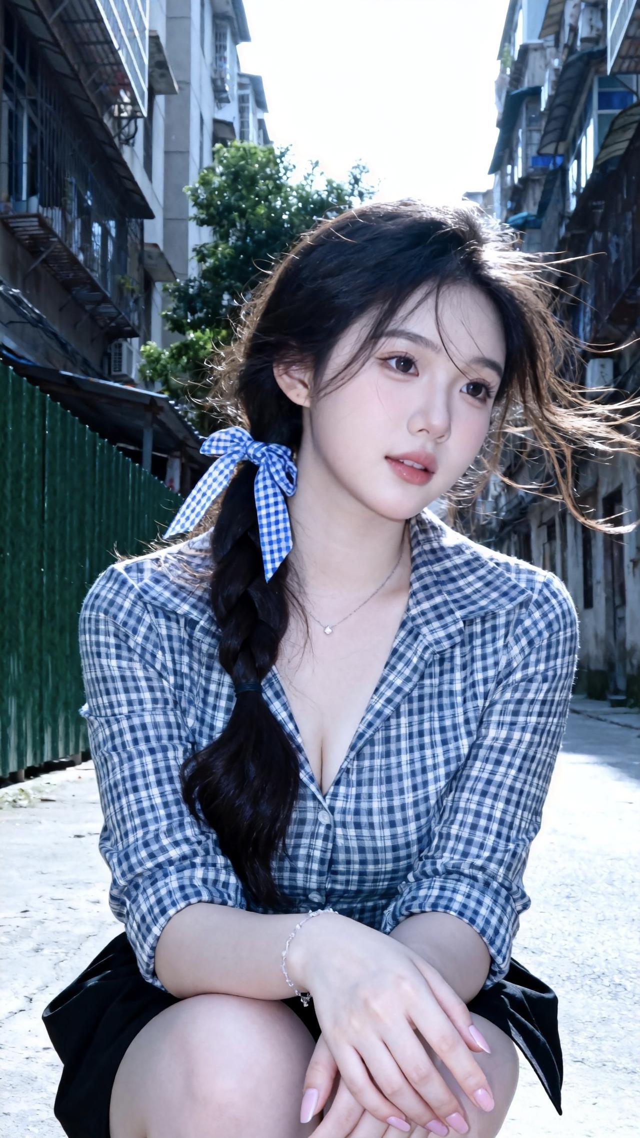 看过哪些惊艳时光的美女？扎的辫子真是韵味十足