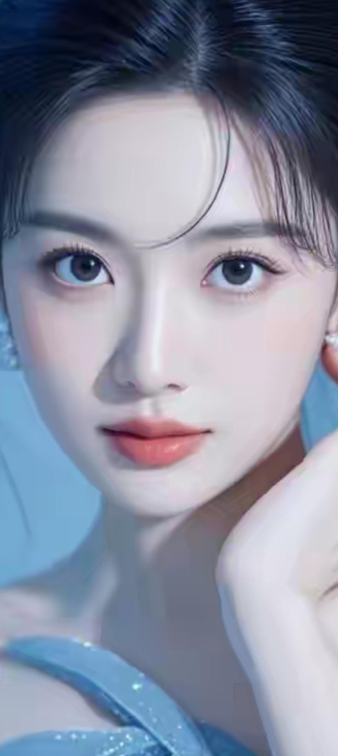 梦幻蓝裙少女，温柔如水，宛如童话中的公主。
