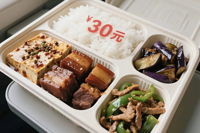 火车上的三十元盒饭，各位觉得贵吗？两荤两素一主食，个人觉得还行吧！