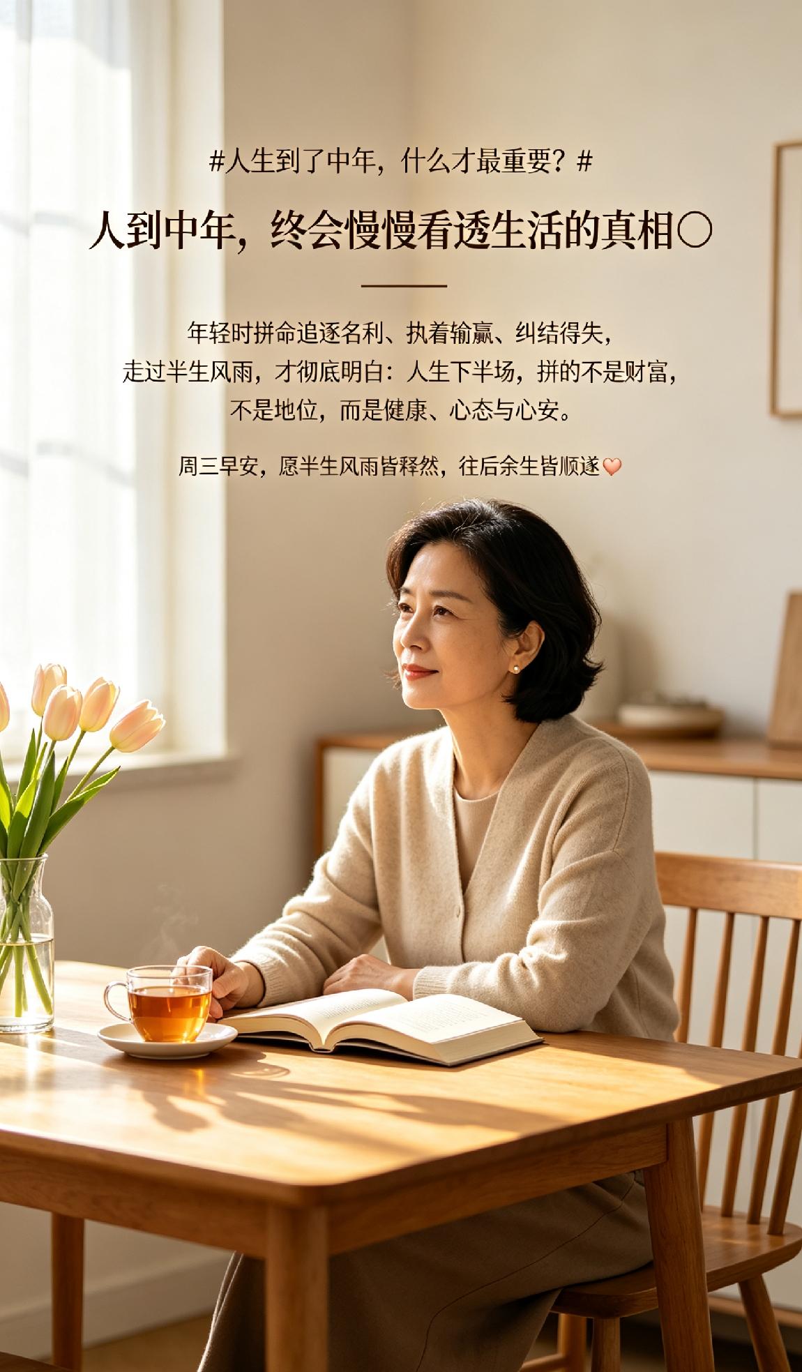 人到中年，终会慢慢看透生活的真相☀️年轻时拼命追逐名利、执着输赢、纠结得失