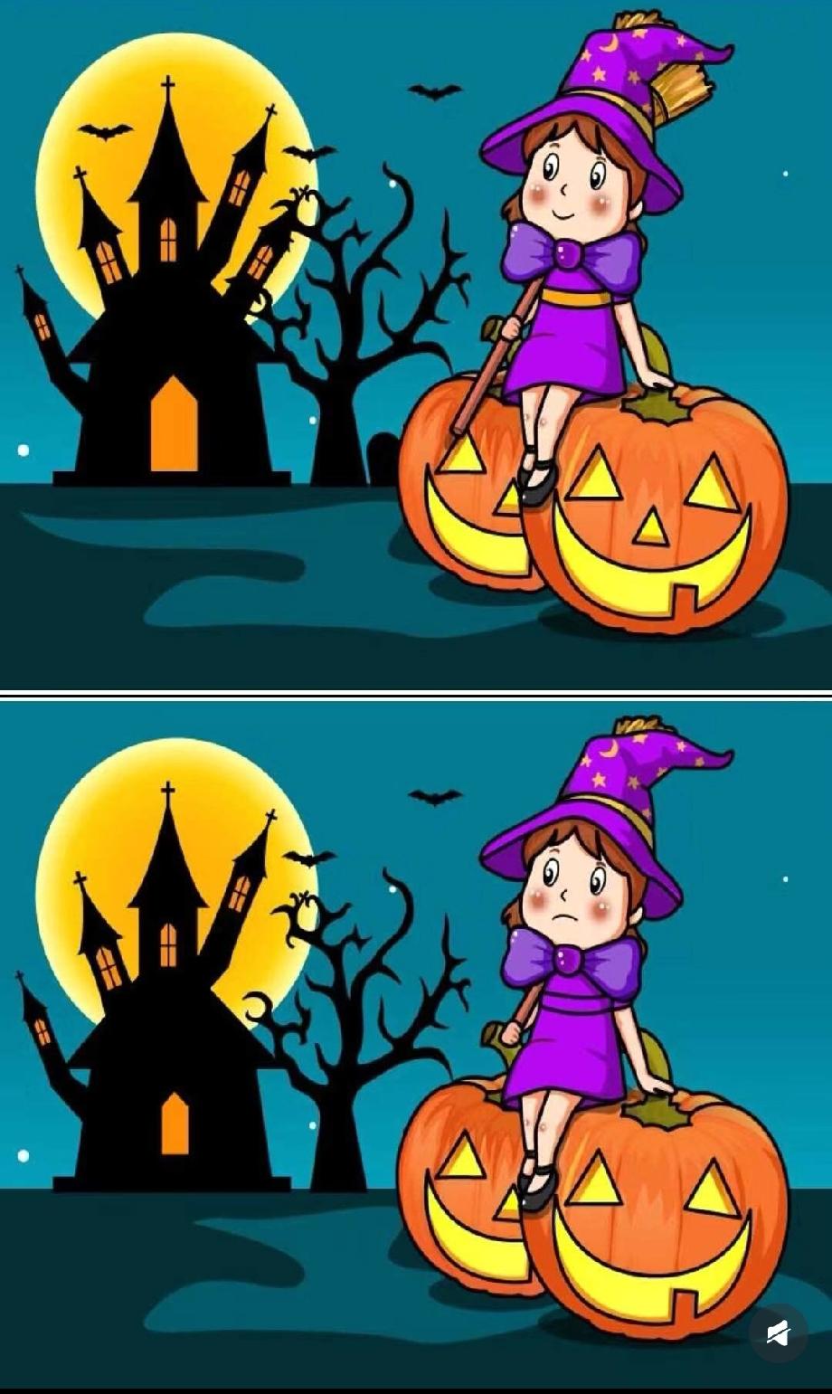 这万圣节找不同太狠了！女巫南瓜图藏了细节差，我找了5分钟只看到1处，你能全找吗？