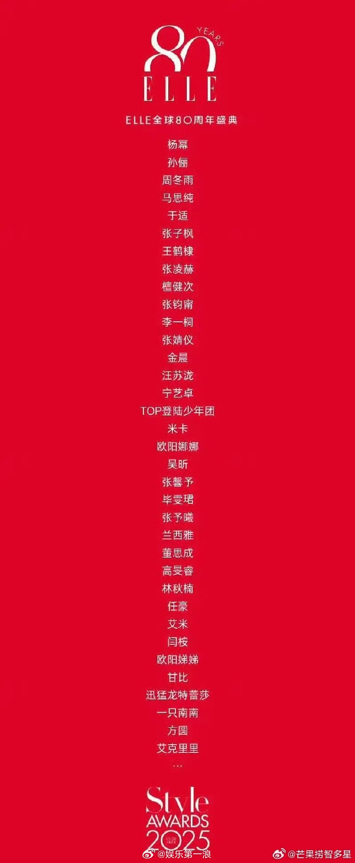 elle80周年盛典阵容名单elle80周年阵容，来看看你觉得如何​​