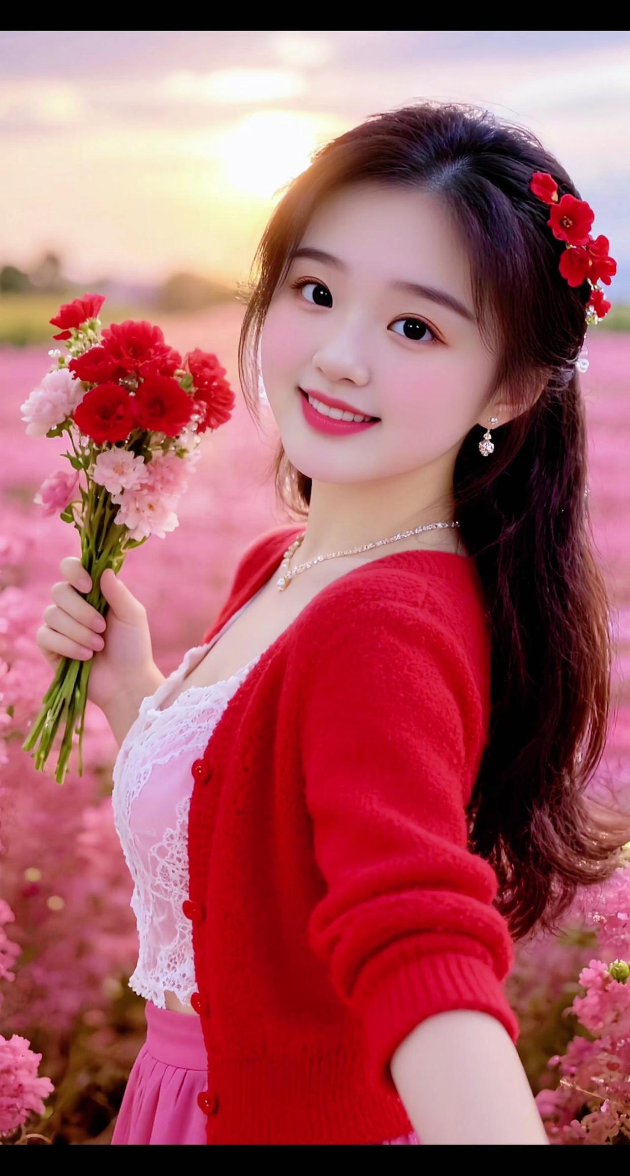 AI花海逆光照随变ai随便玩甜美花海粉色花海美人抖音玩法合伙人