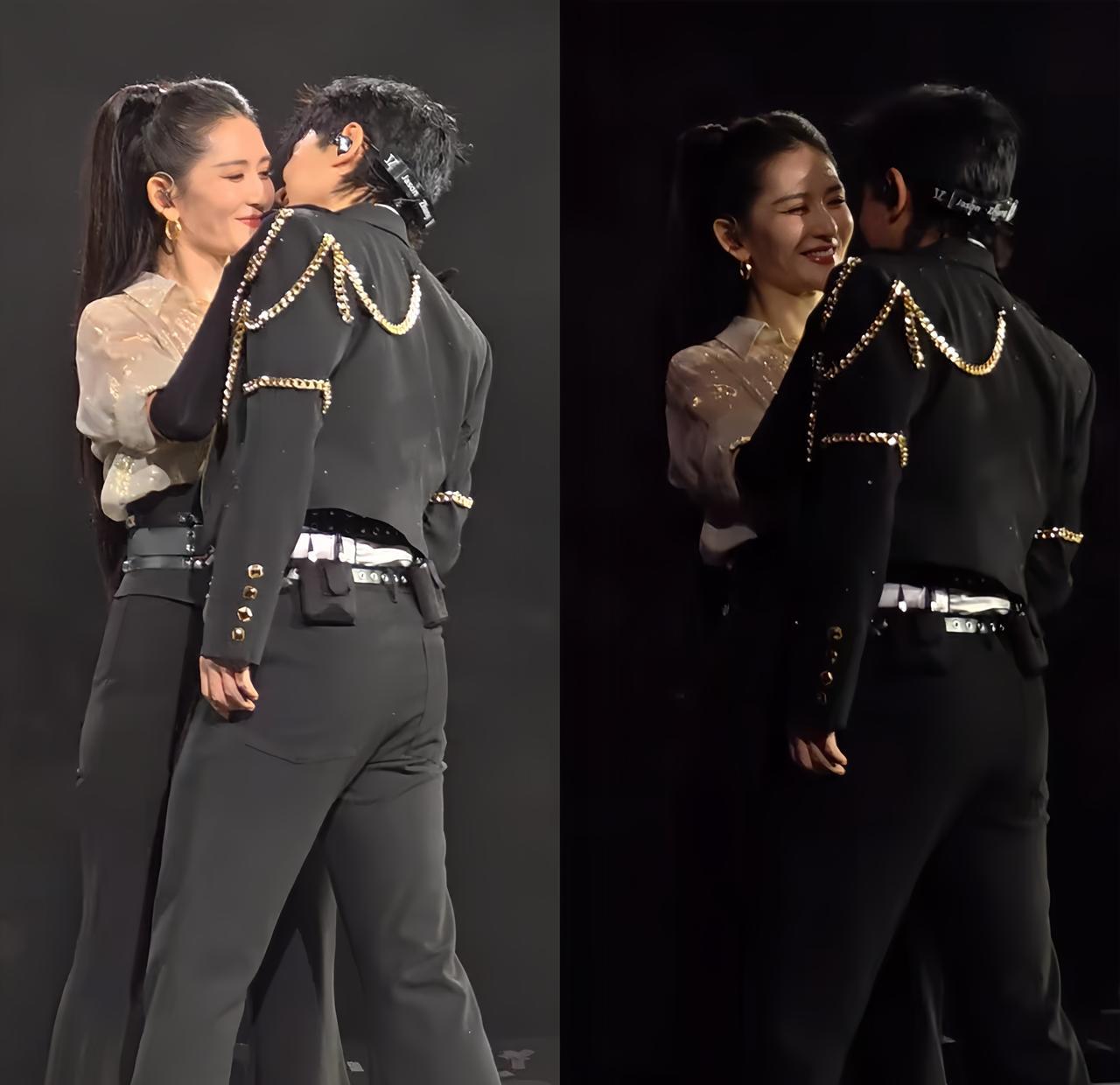 你看，同样是舞台亲密互动，生理反应骗不了人。黄子韬给徐艺洋盖头纱那一下，自己耳