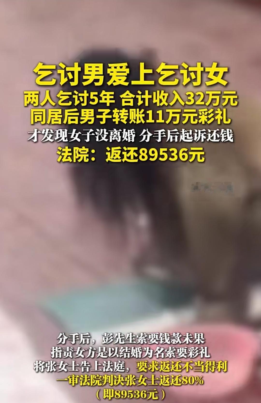 贵州彭先生和宁夏张女士2020年10月在青海西宁街头乞讨相识，俩人自称离异，很快