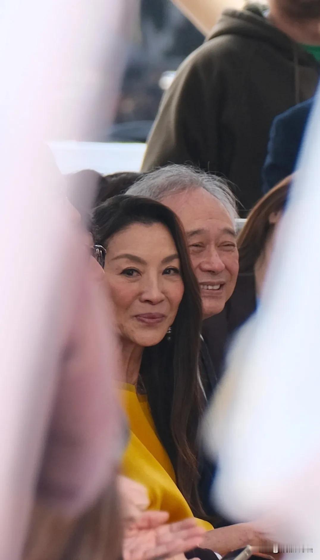 奥斯卡影后杨紫琼和李安导演现身好莱坞出席活动。63岁的杨紫琼穿着一袭黄色连衣裙