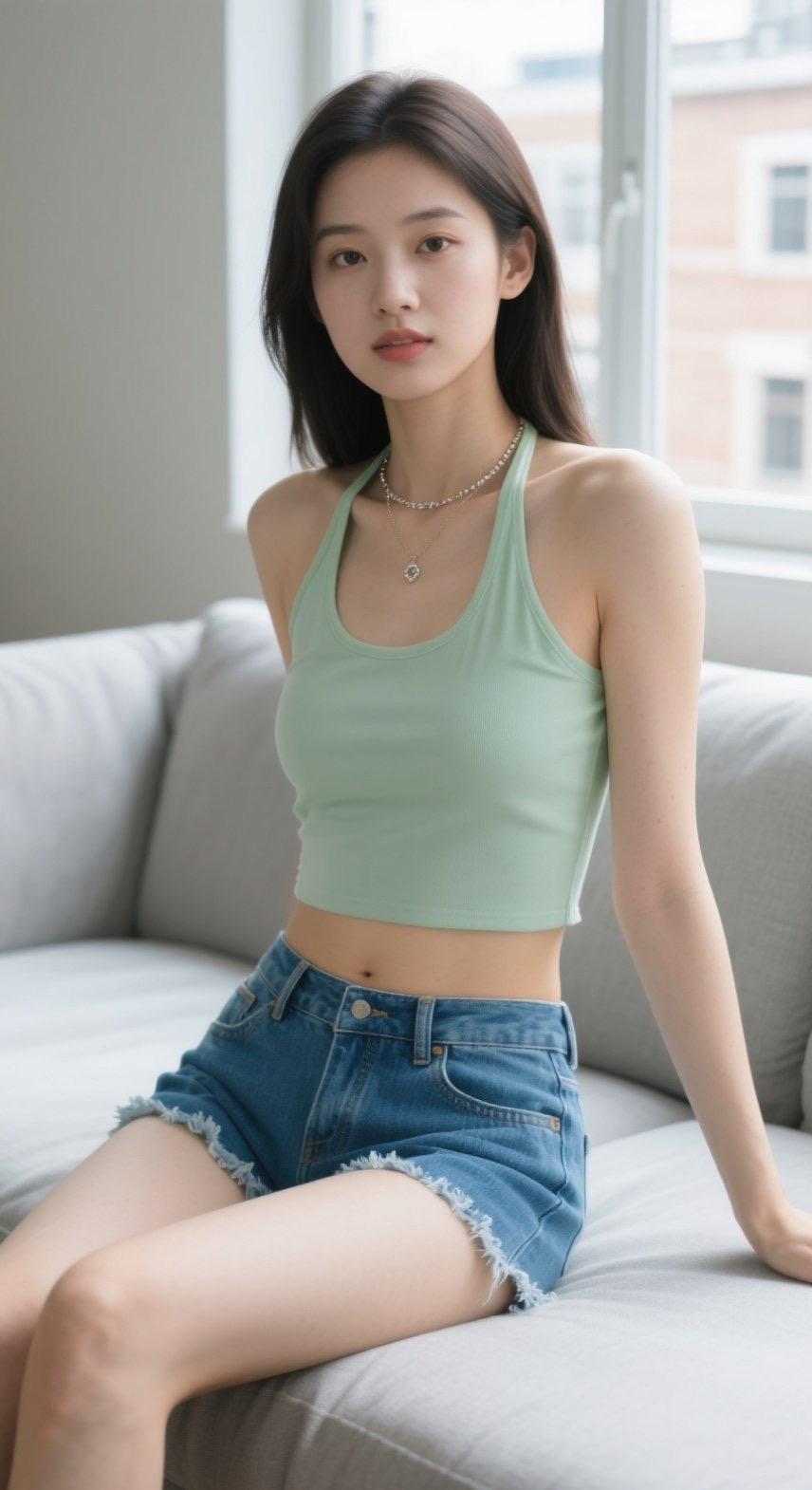 慵懒美人陷落沙发，居家写真诠释高级感