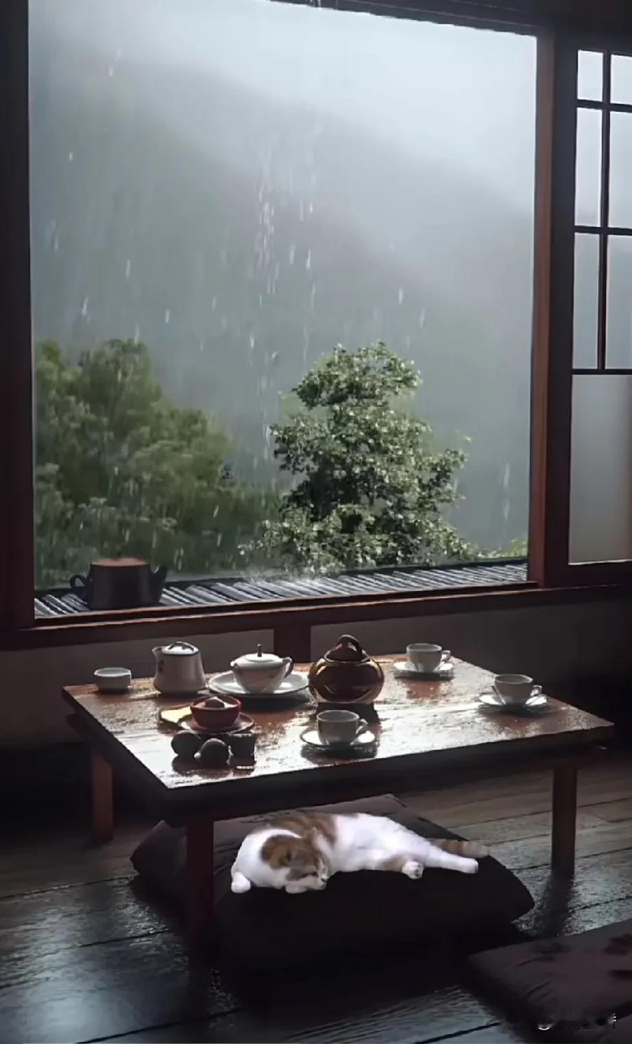 适逢一场细雨，正煮一壶清茶。不言此时的欢喜，不作远方的空想，当下，有一份独