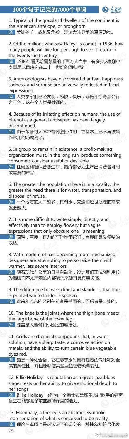 100个句子记完7000个单词！英语四六级，考研5000词，雅思托福同样