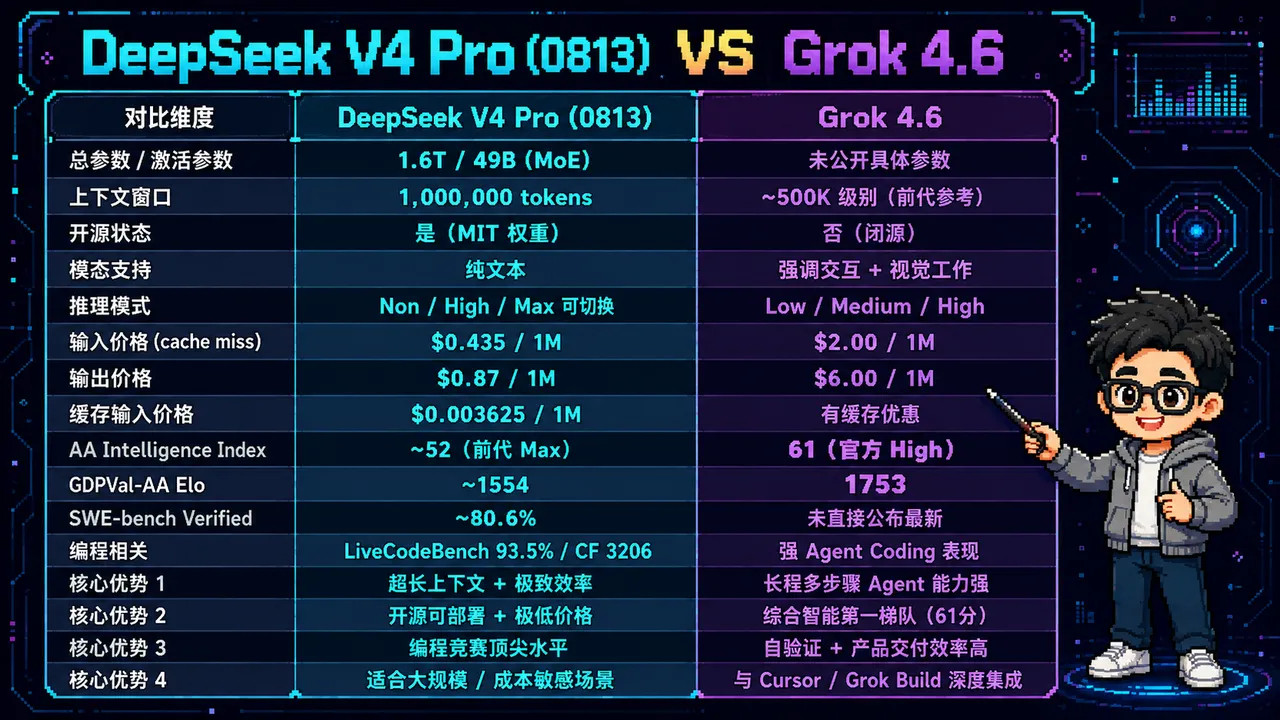 DeepSeek发布V4Pro正式版和Grok4.6比都只有几分之一的价。确定