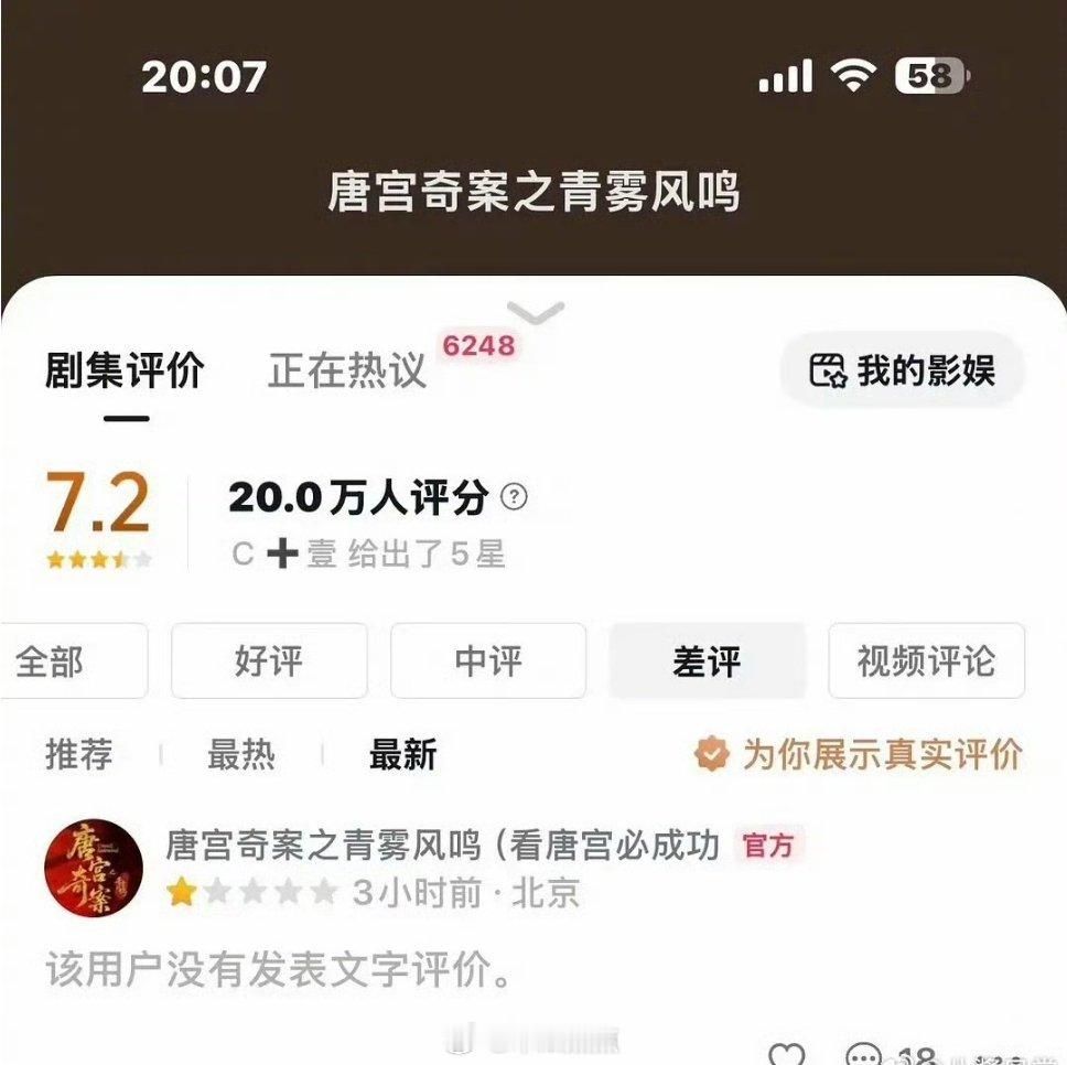 ？？《唐宫奇案》官抖给唐宫打了个一星切错号了吗