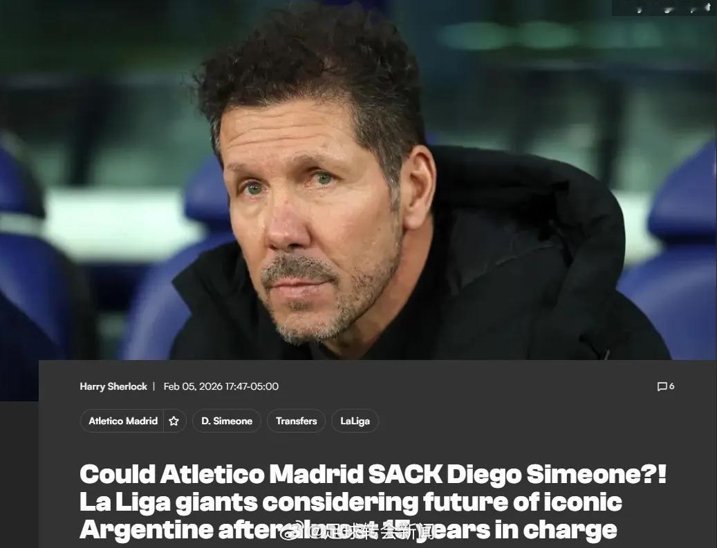 每日体育报消息，马竞正考虑西蒙尼的未来问题，并且有可能换帅。西蒙尼目前的合同20