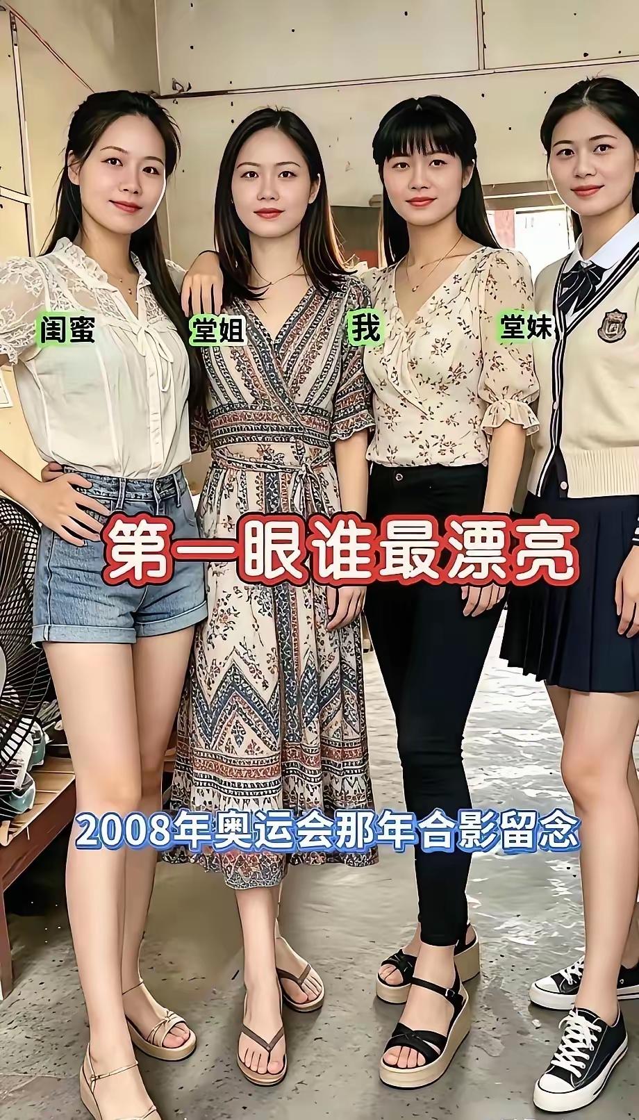 女人哪个年龄最迷人18年前，闺蜜，堂姐，堂妹，和我一块合影，你觉得我们四个谁最漂