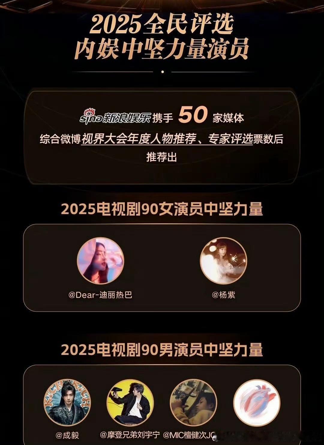 新浪这2025内娱中坚力量演员名单一出来，我直接看懵了！赵露思、虞书欣不在就算了